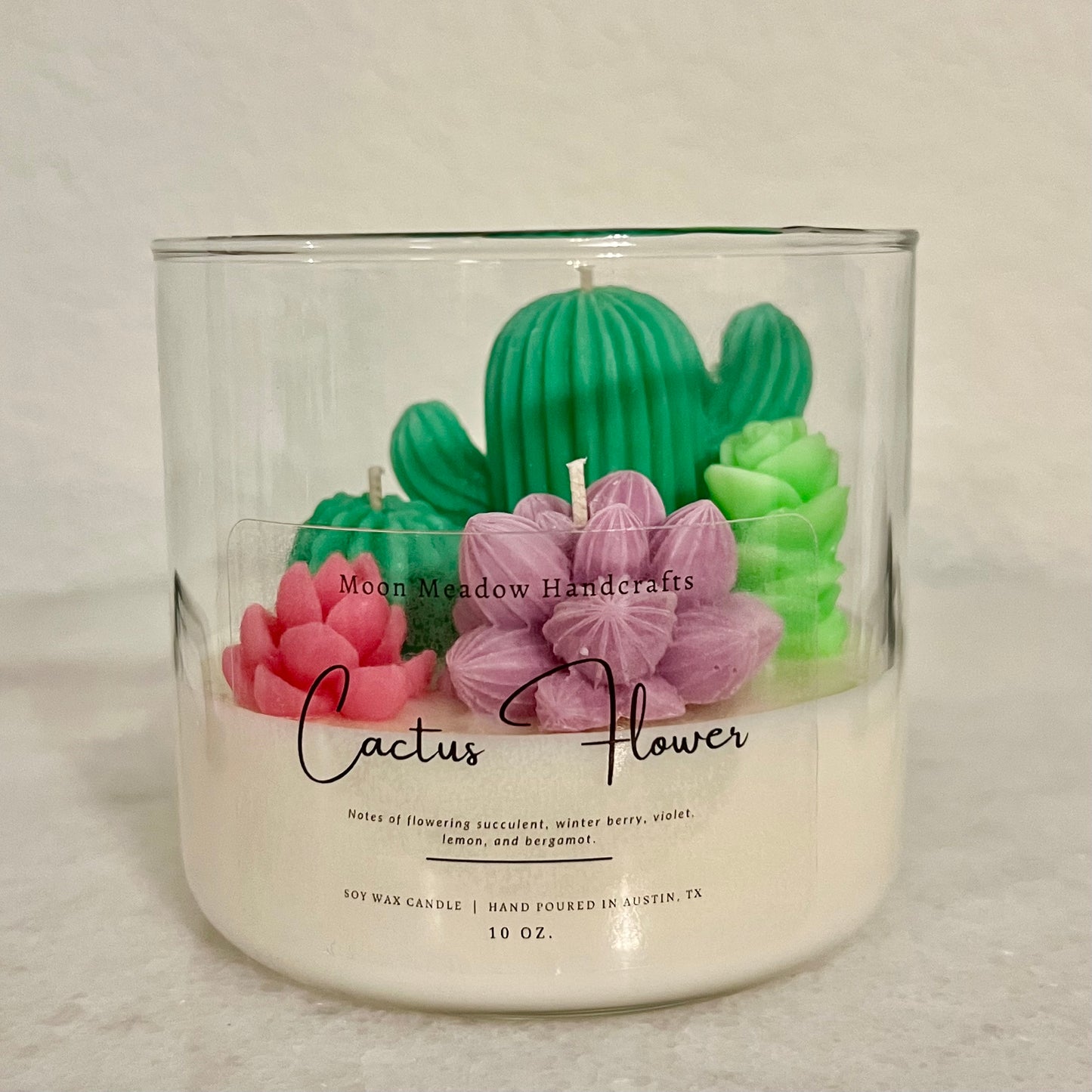 succulent terrarium candle Cactus Garden (3 Wick) – Moon Meadow Handcrafts